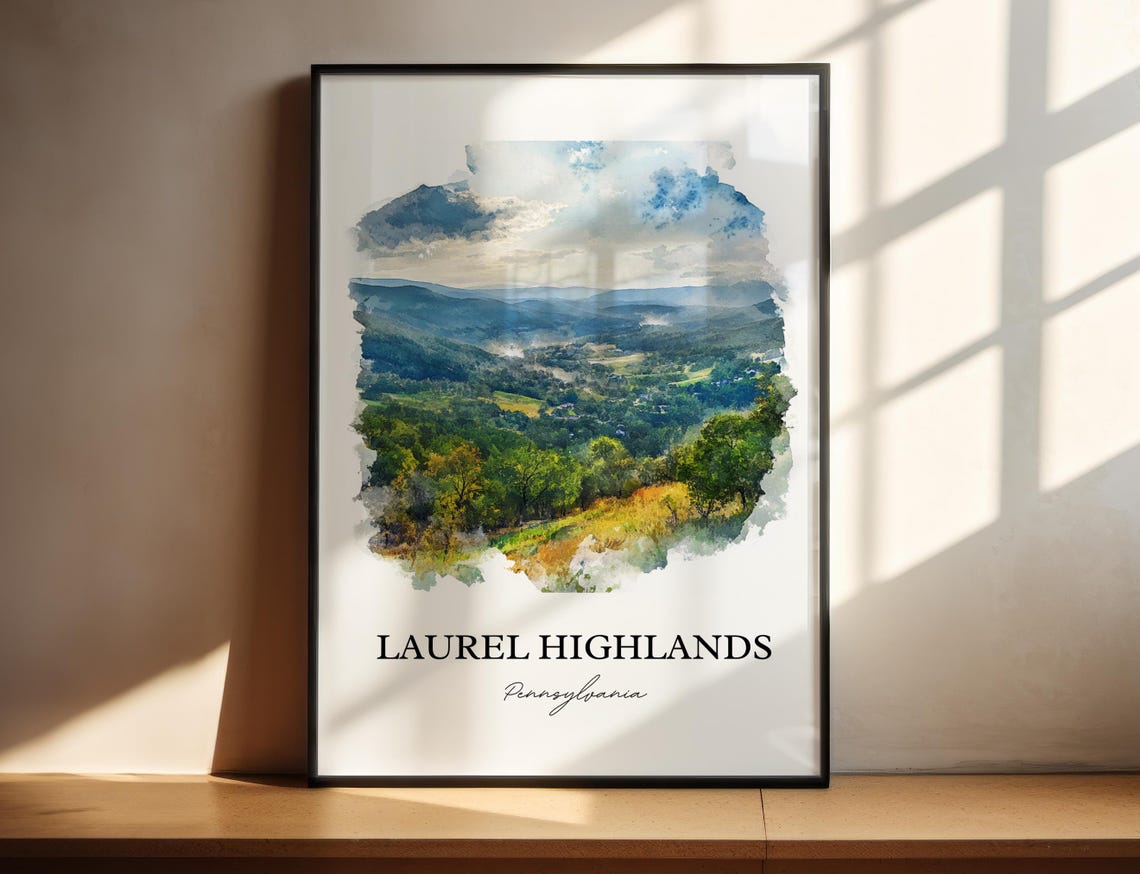 Laurel Highlands Pennsylvania Watercolor Mountain Valley Poster