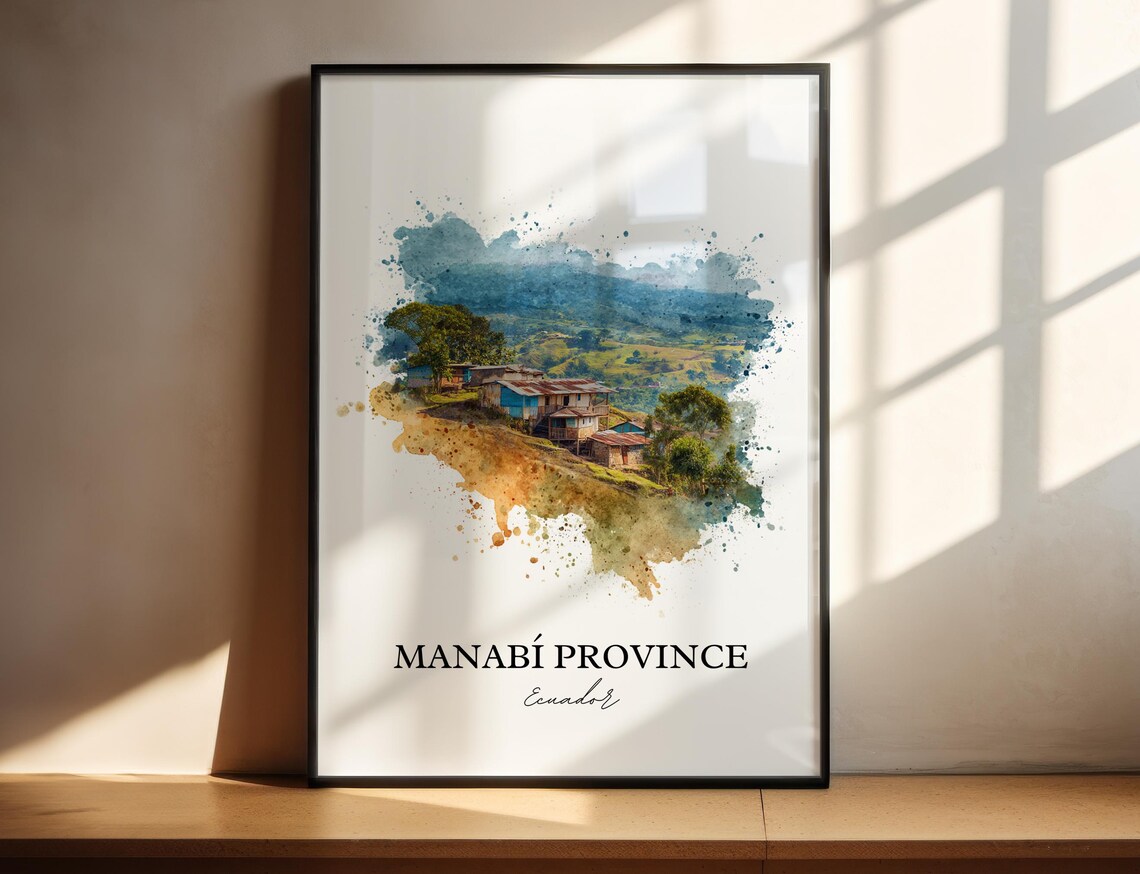Manab Province Wall Art Print Ecuador Watercolor Gift Travel Poster Housewarming