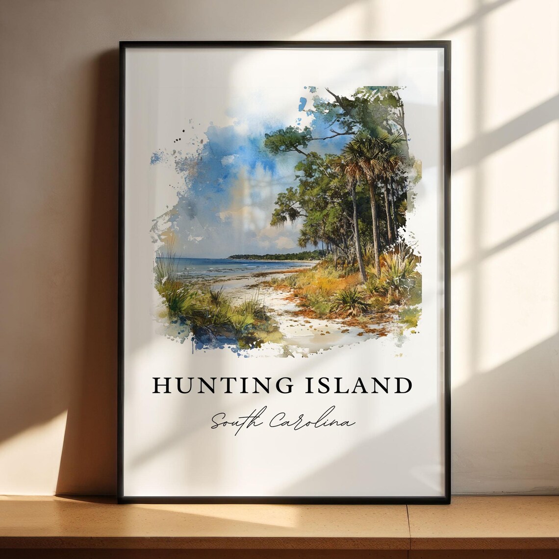 Hunting Island South Carolina Palmetto Beach Watercolor Poster - Image 5