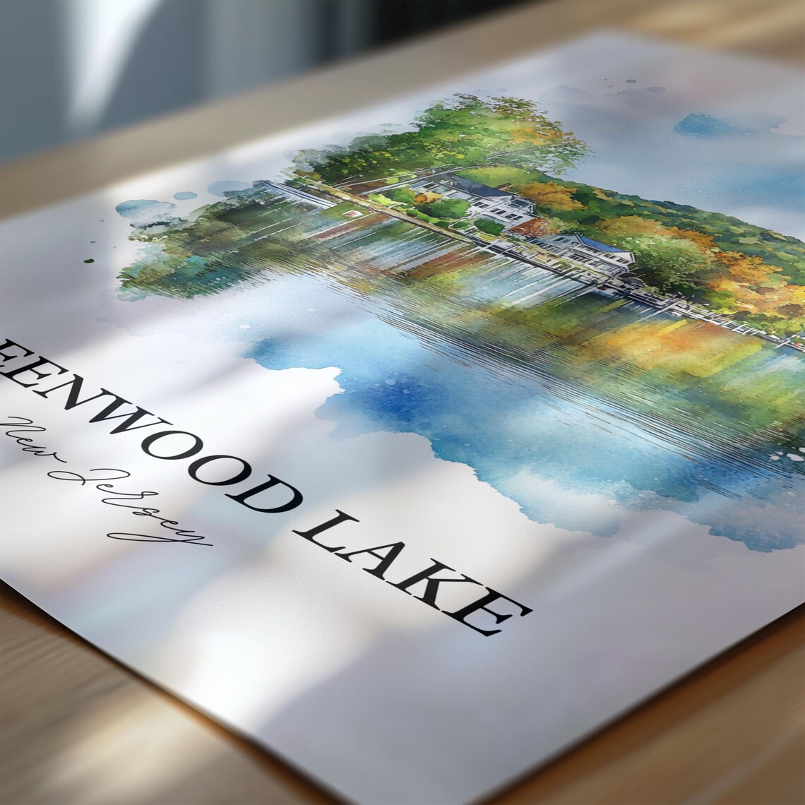 Greenwood Lake New Jersey Lakeside Homes Watercolor Lake Poster - Image 6