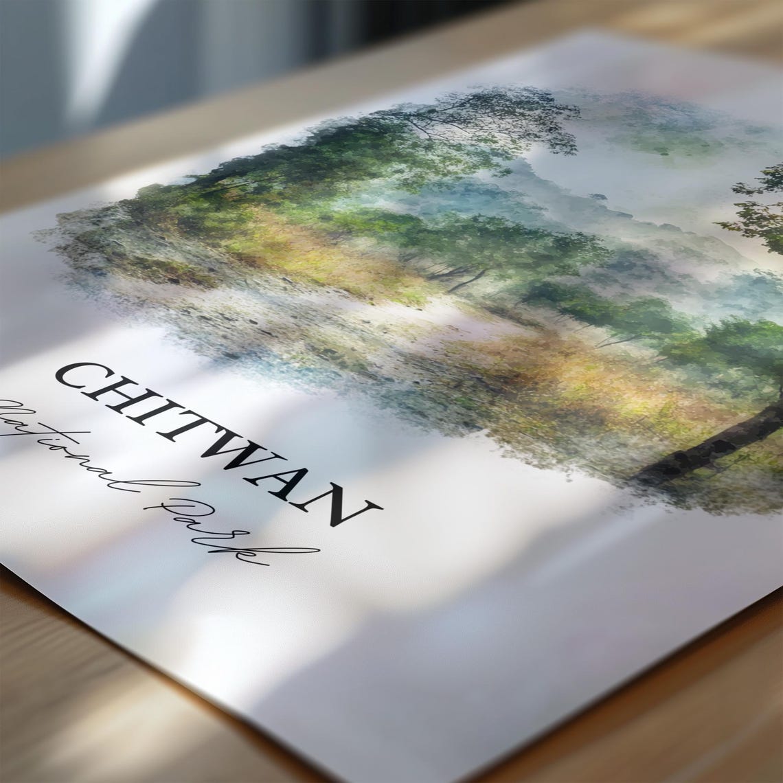 Chitwan National Park Nepal Watercolor Jungle Trail Travel Poster - Image 7