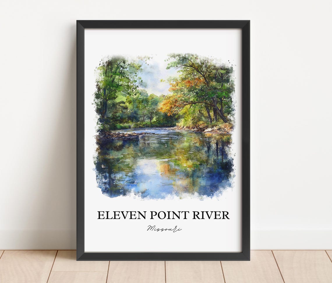 Eleven Point River Missouri Autumn Forest Watercolor River Poster - Image 2