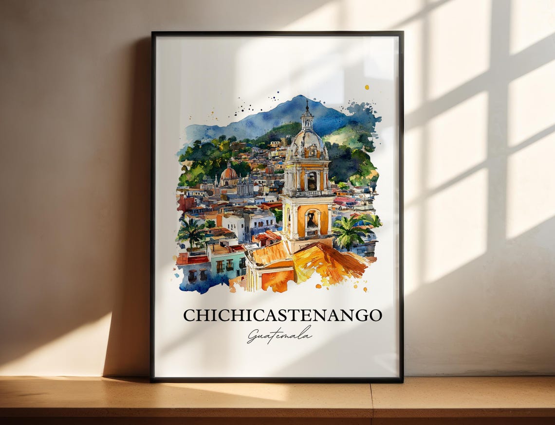 Chichicastenango Wall Art Guatemala Print Watercolor Gift Travel Poster Housewarming