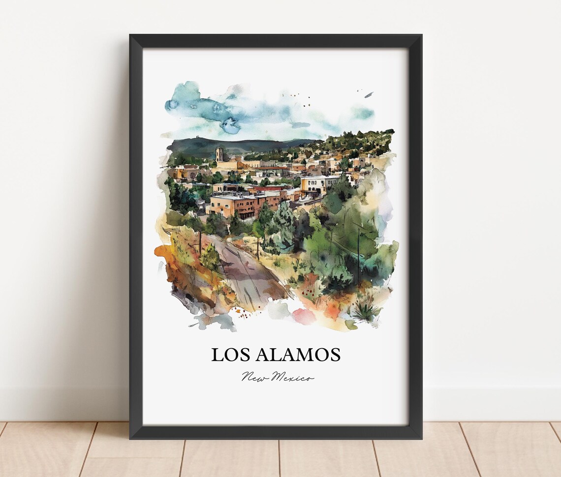 Los Alamos, NM Watercolor Travel Poster Art Print - Image 3