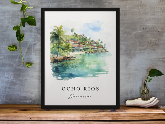 Ocho Rios Traditional Travel Art Jamaica Travel Poster