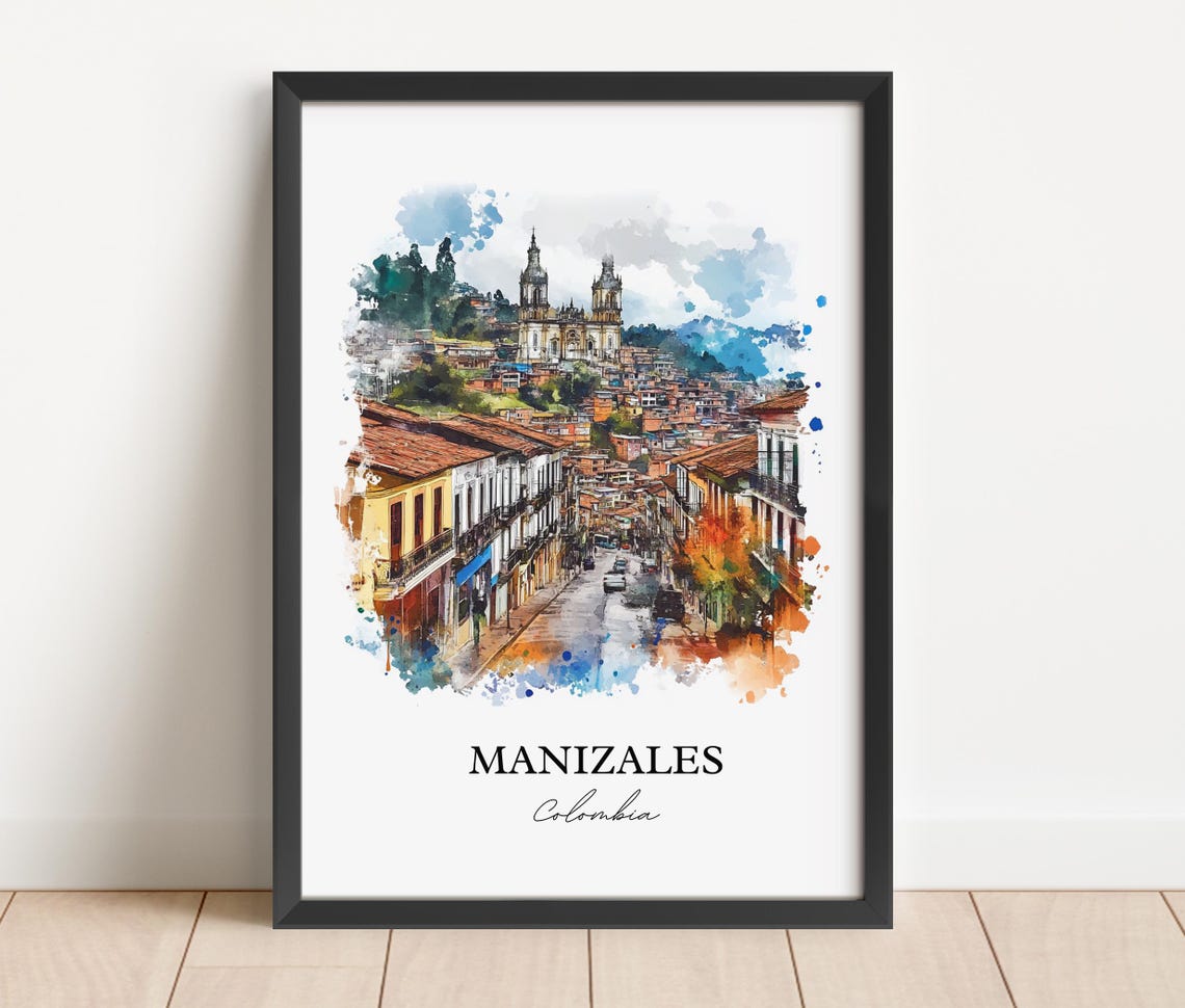 Manizales Wall Art Print Colombia Watercolor Gift Travel Poster Housewarming - Image 4