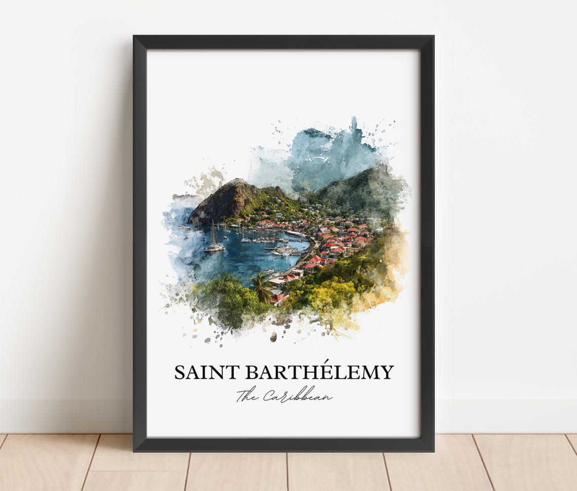 St Barts Watercolor Travel Poster, Caribbean Art - Image 5