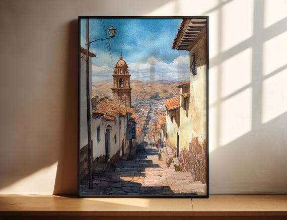 Potosi Watercolor Art Travel Print Bolivia Artwork Decor Wall