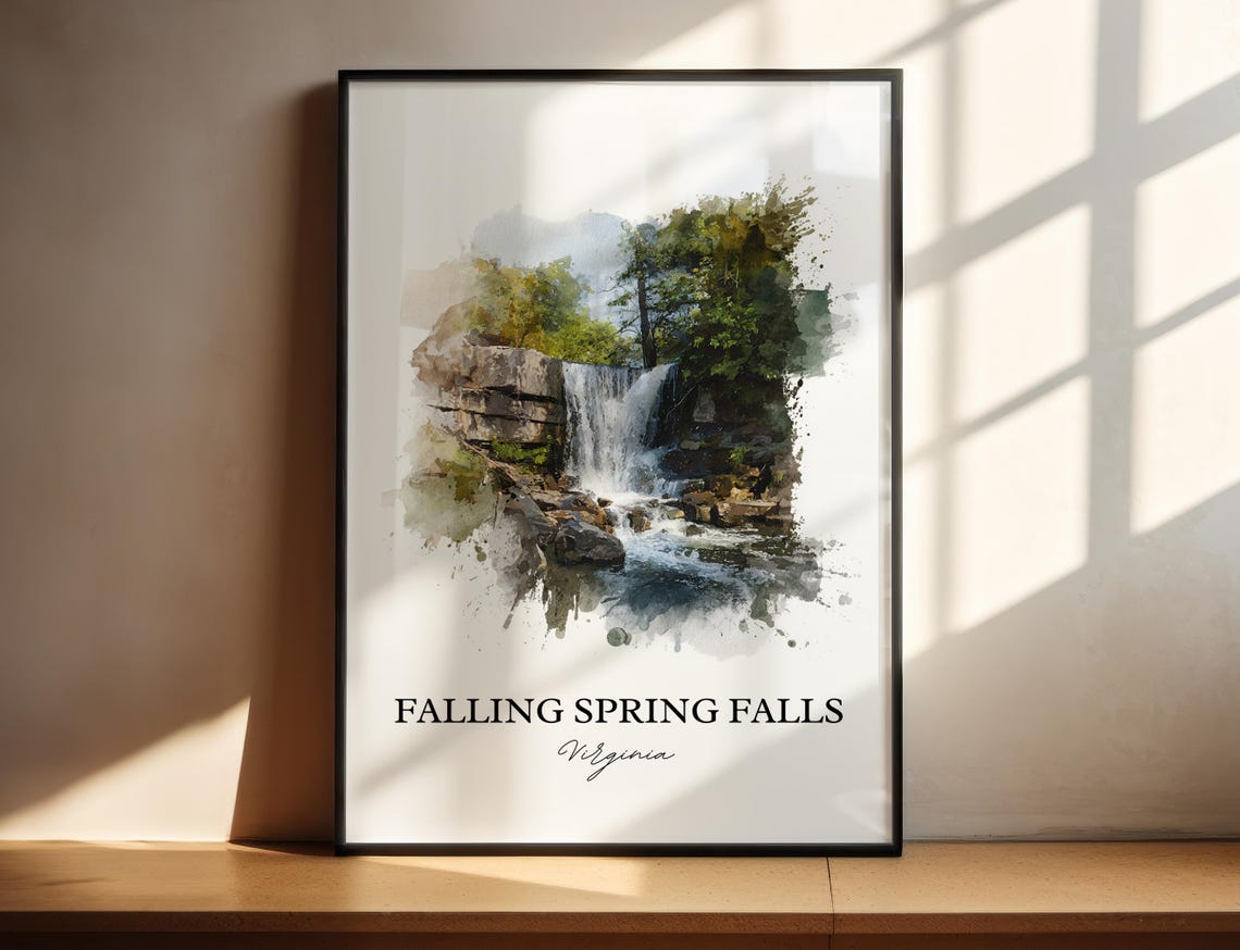 Falling Spring Falls Virginia Alleghany County Waterfall Travel Poster