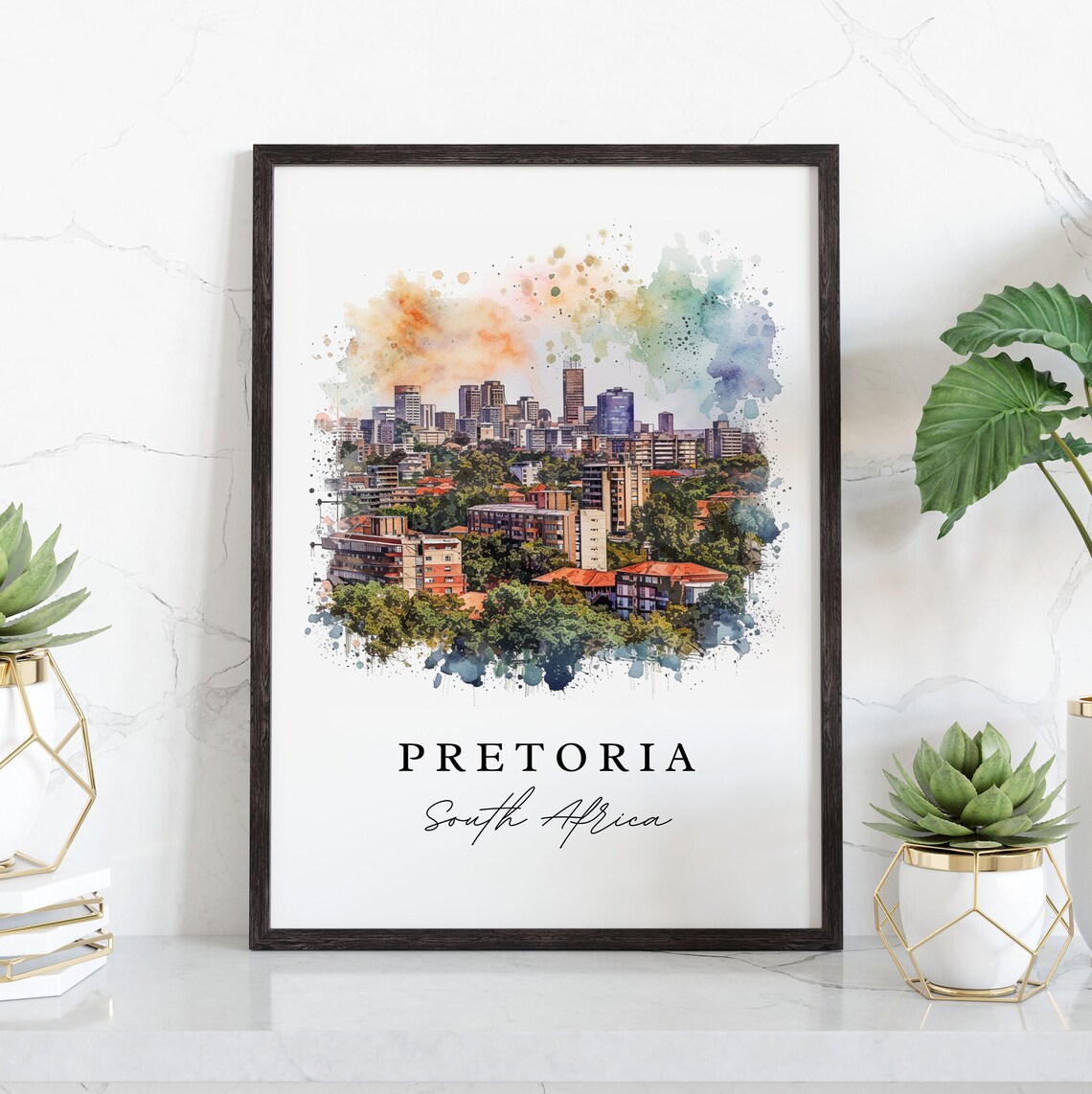 Pretoria South Africa Watercolor Skyline Panorama Travel Poster - Image 4
