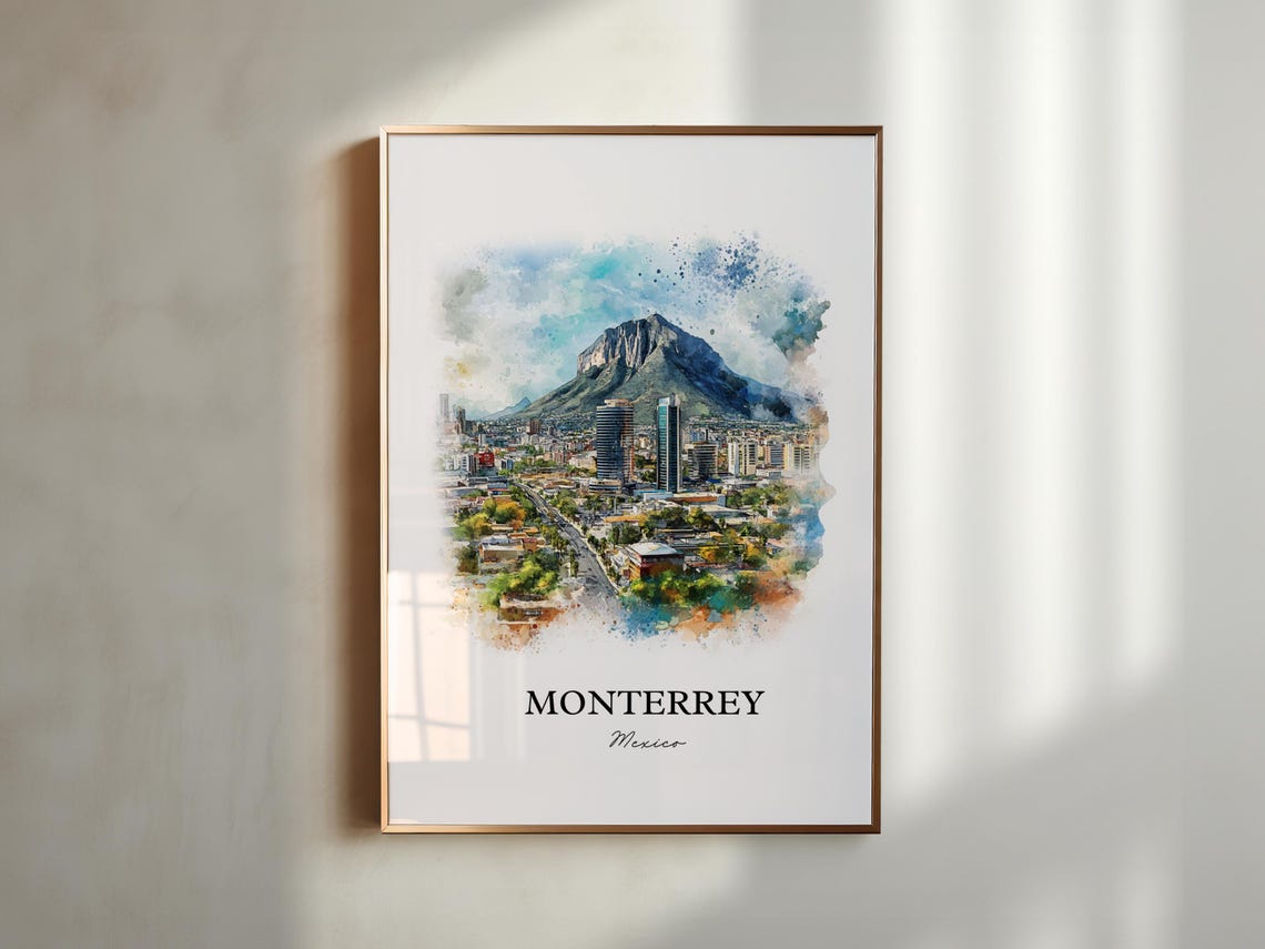 Monterrey Mexico Watercolor Travel Poster, Nuevo Leon - Image 4