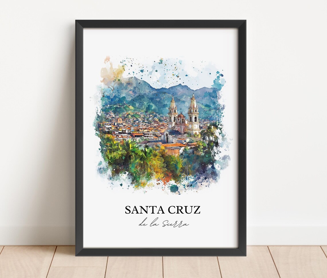 Santa Cruz De La Sierra Watercolor Cathedral City Travel Poster - Image 3