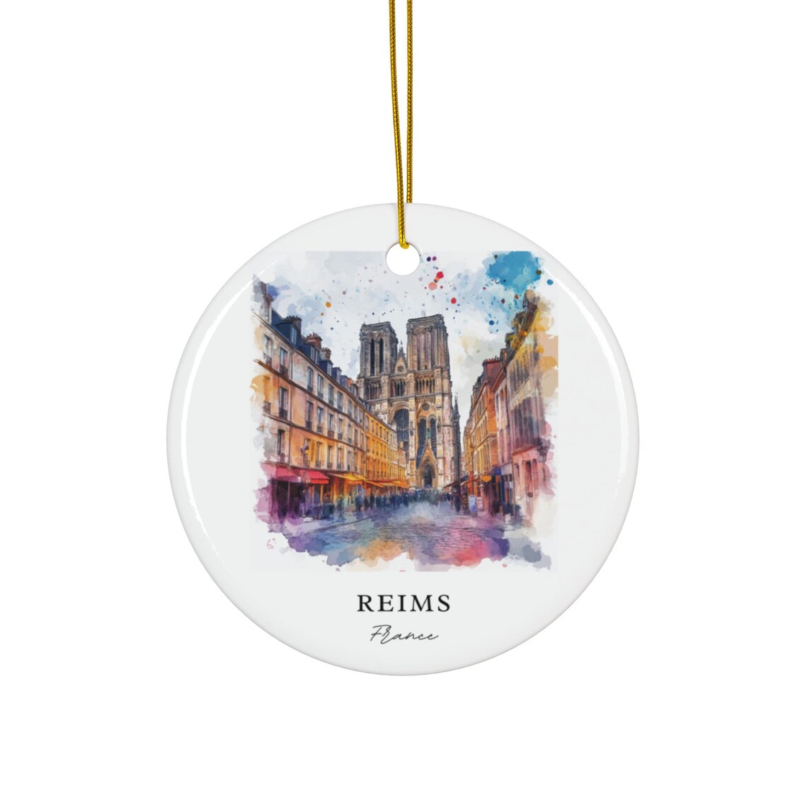 Reims France Ornament Christmas Travel Poster