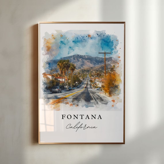 Fontana Ca Wall Art Print Wedding Gift San Bernardino County Custom Text Perfect