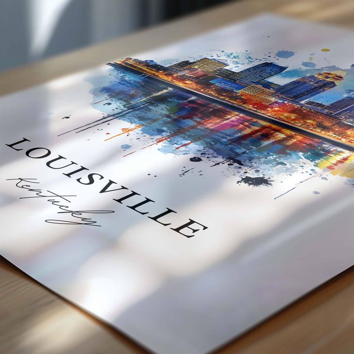 Louisville KY Watercolor Skyline Travel Poster - Image 5
