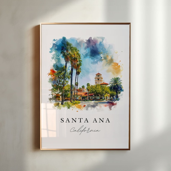 Santa Ana California Sunny Palm Trees Mission Bell Tower Poster