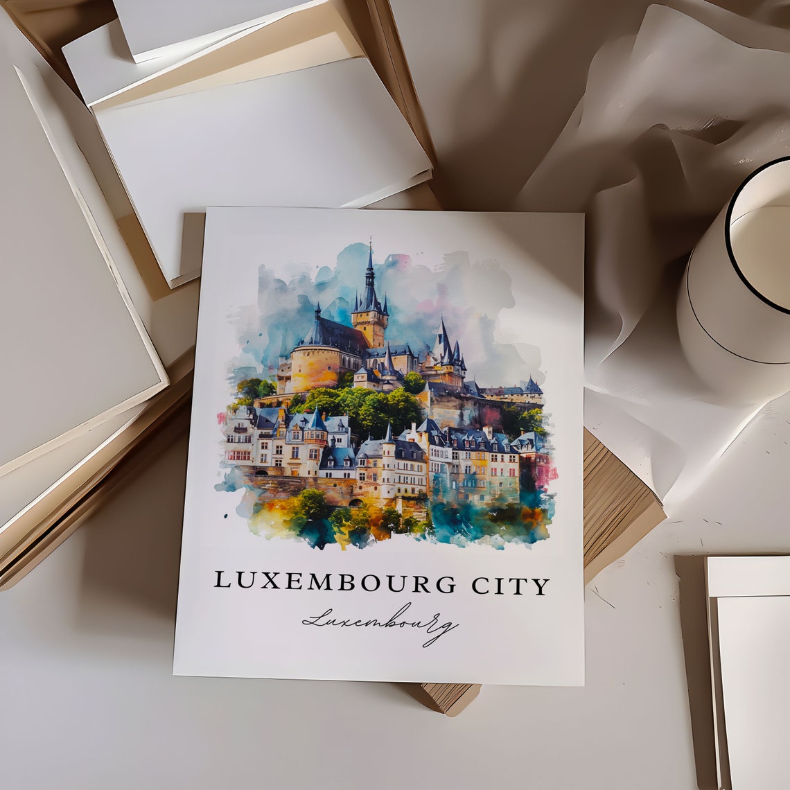 Luxembourg City Watercolor Travel Art Print - Image 6