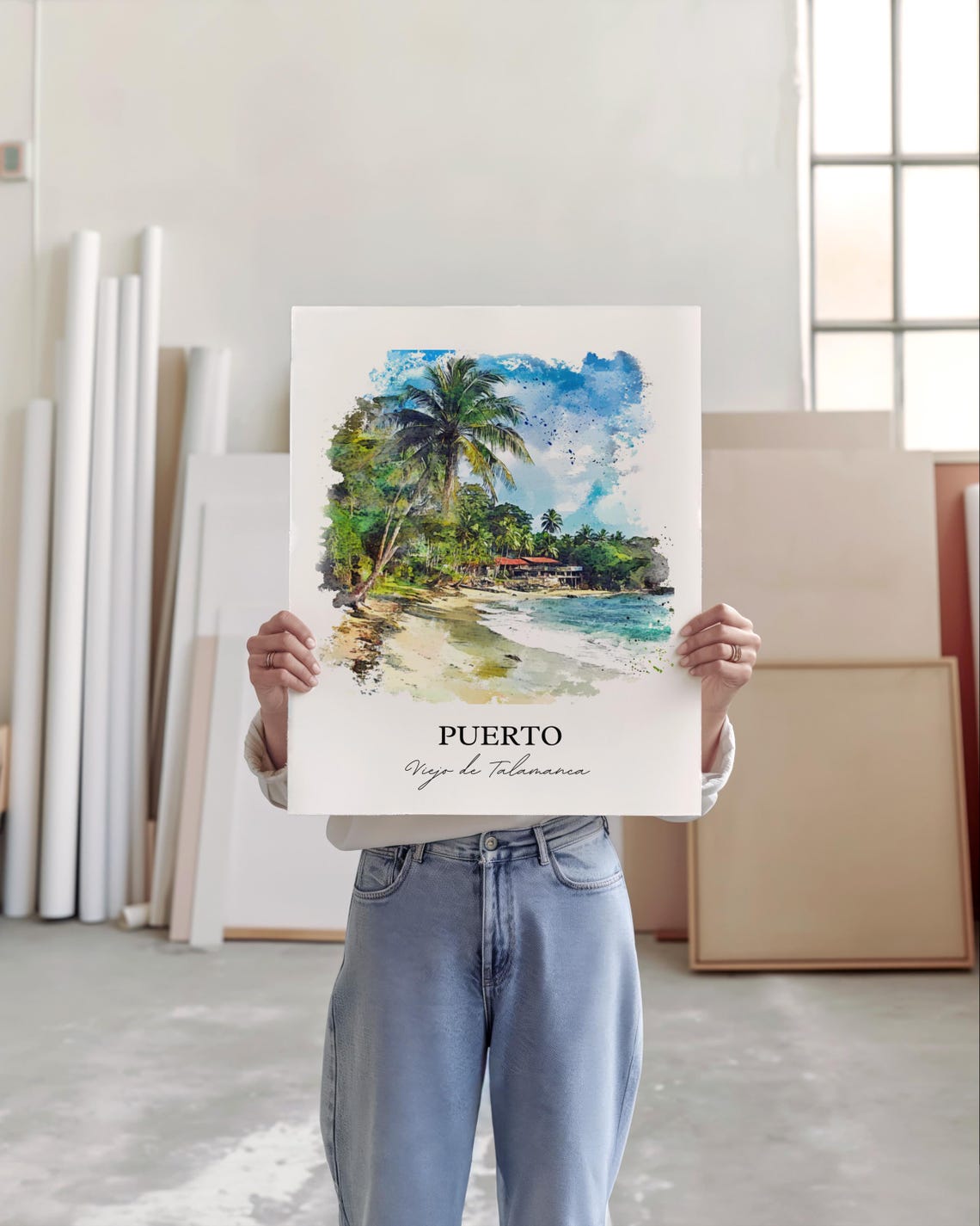 Puerto Viejo de Talamanca Tropical Beach Waves Watercolor Poster - Image 5