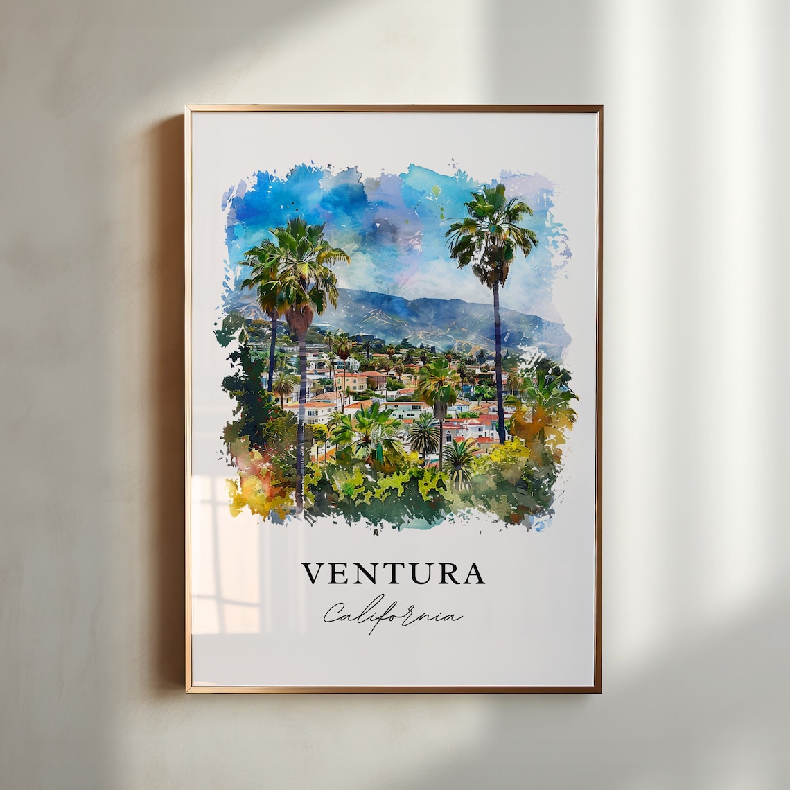 Ventura California Travel Poster, Watercolor Print
