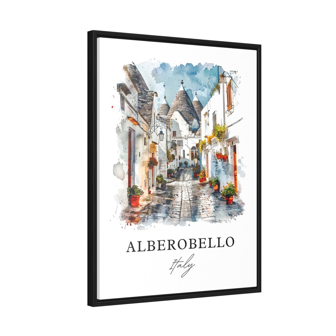 Alberobello Italy Trulli Stone Lane Watercolor Travel Poster - Image 2