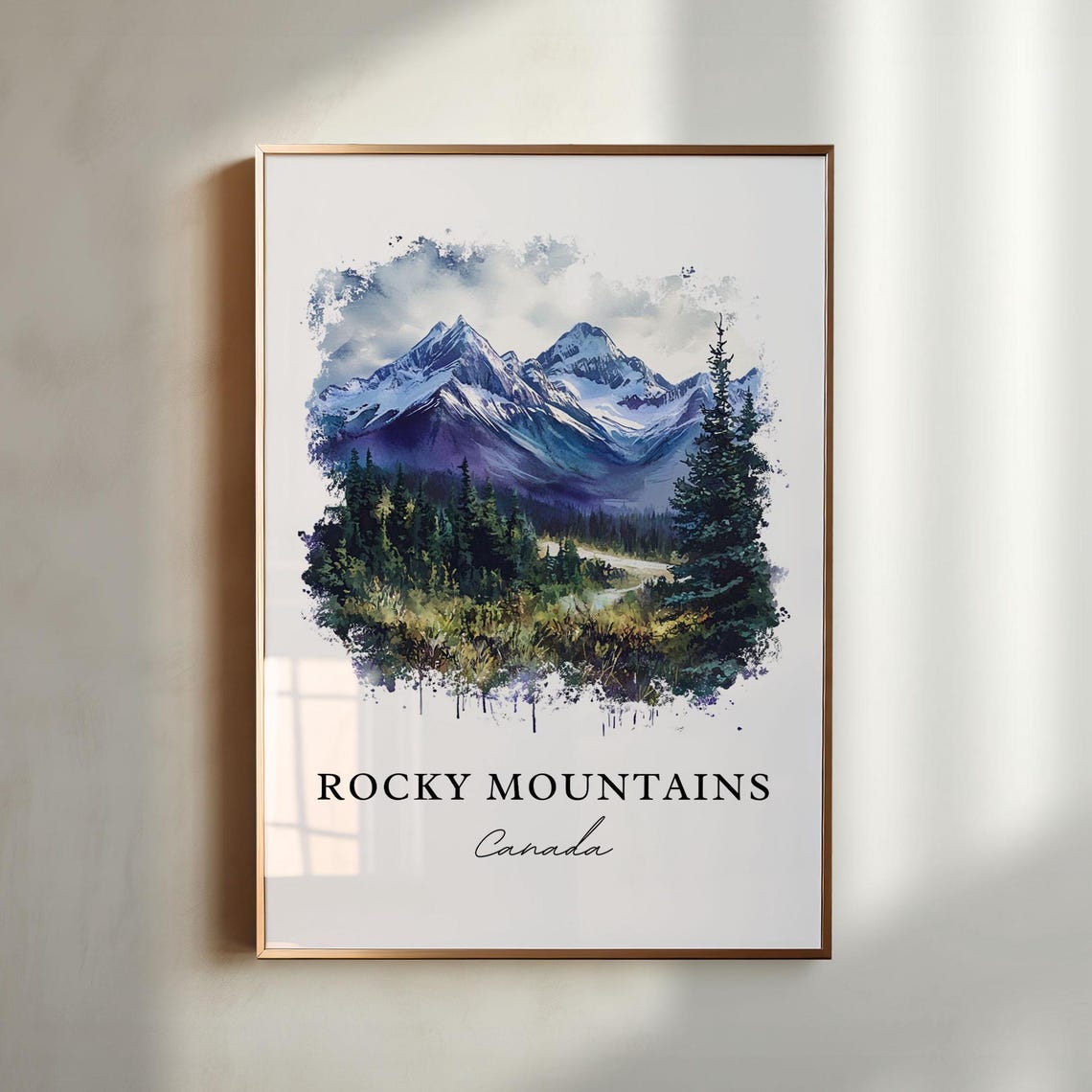 Canadian Rocky Mountains Snow Capped Peaks Evergreen Forest Poster