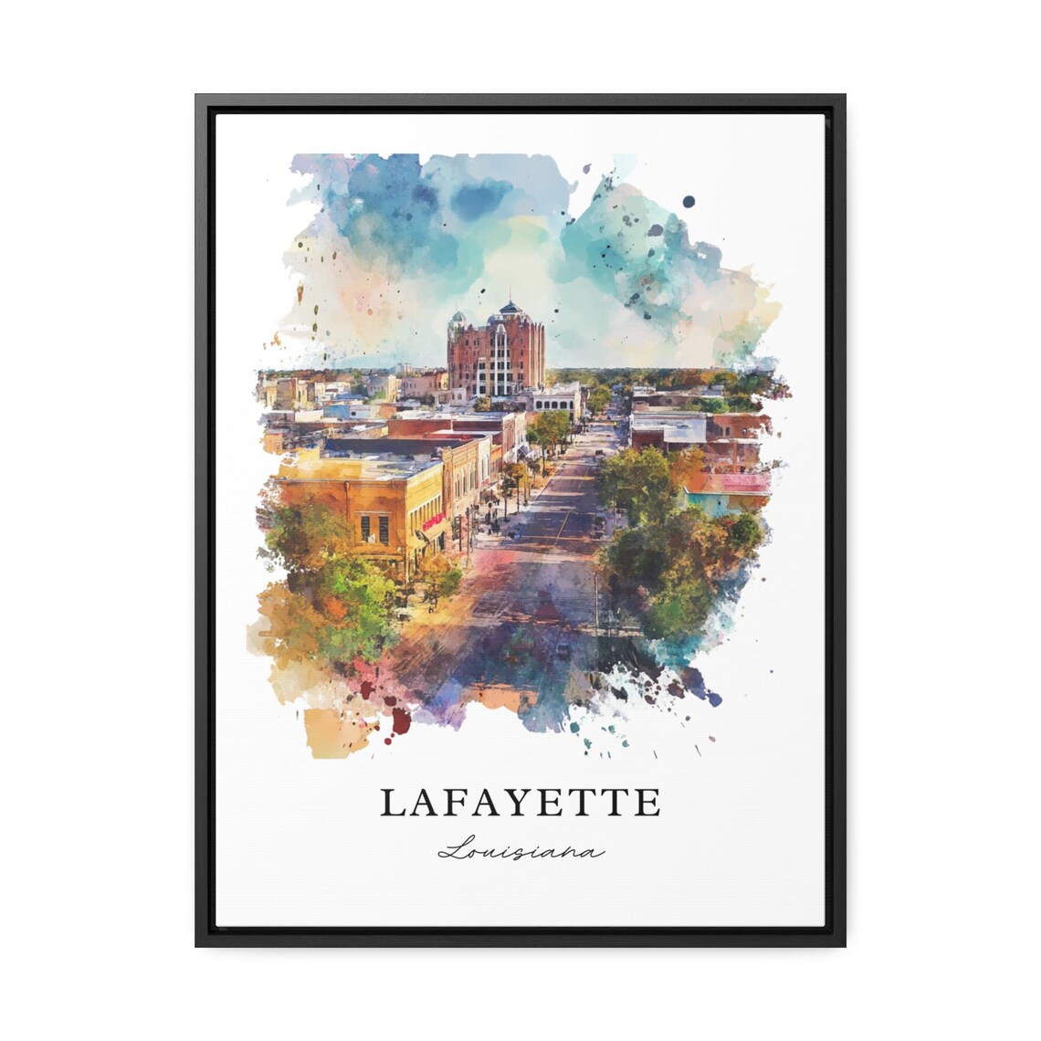 Lafayette Louisiana Watercolor Wall Art Print