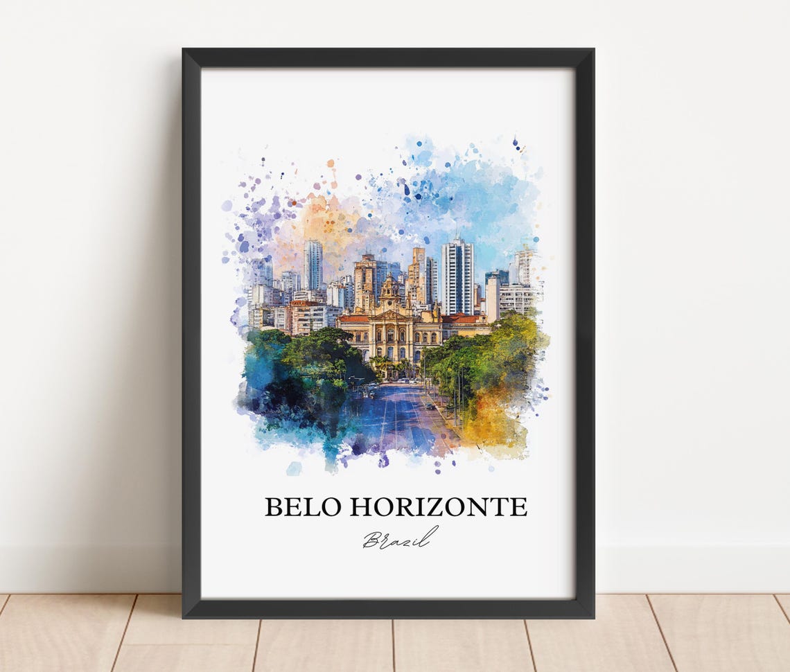 Belo Horizonte Brazil City Skyline Watercolor Urban View Poster - Image 3