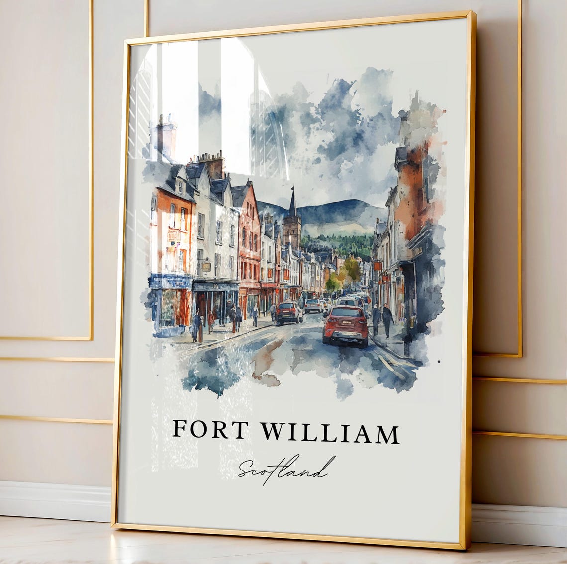 Fort William Scotland Highland Town Street Watercolor Art Poster - Image 4
