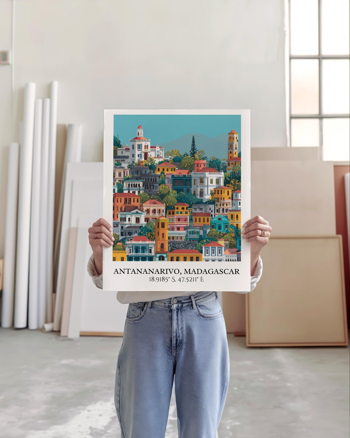 Antananarivo Madagascar Hillside Colonial City Retro Travel Poster - Image 6