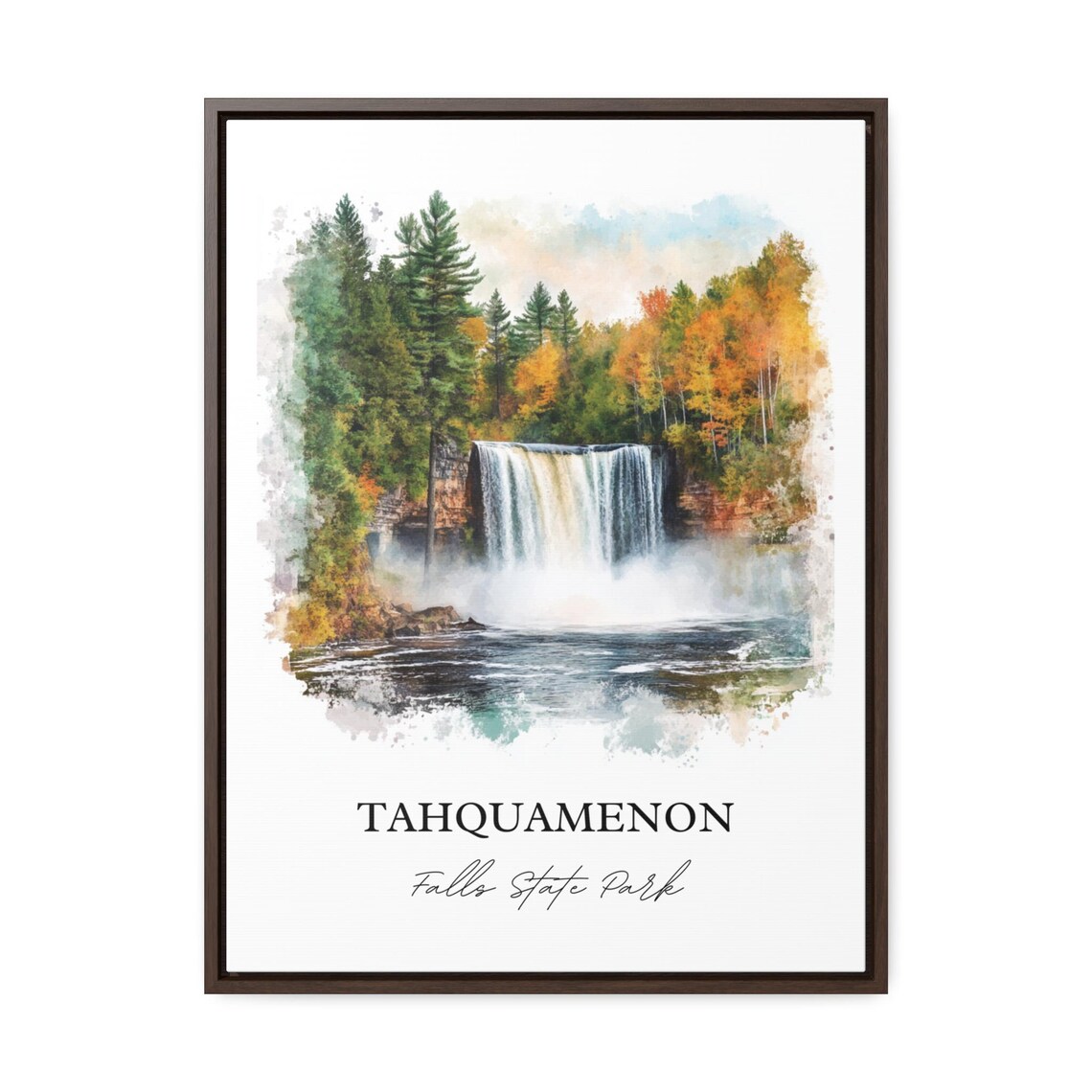 Tahquamenon Falls Watercolor Autumn Waterfall Scene Art Poster - Image 2