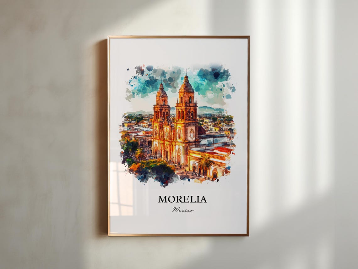 Morelia Mexico Watercolor Travel Poster, Michoacán - Image 5