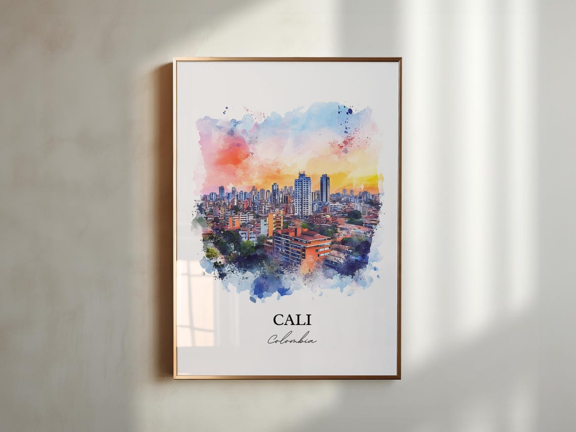 Cali Colombia Wall Art Bogot Print Watercolor Gift Travel Poster Housewarming - Image 5