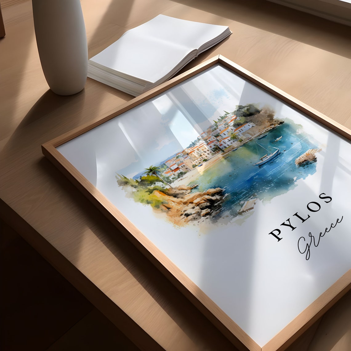 Pylos Greece Watercolor Travel Poster, Housewarming - Image 3