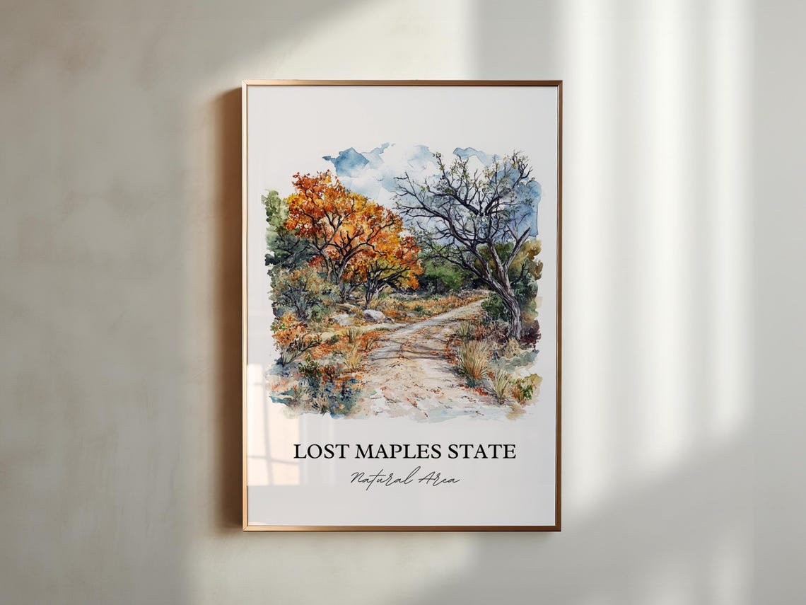 Lost Maples State Natural Area Texas Autumn Trail Watercolor Poster - Image 4