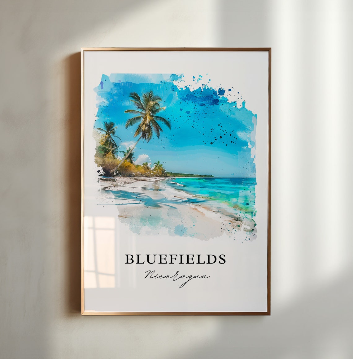 Bluefields Nicaragua Wall Art Bluefields Print Bluefields Watercolor Bluefields Nicaragua Gift Travel Print Travel Poster