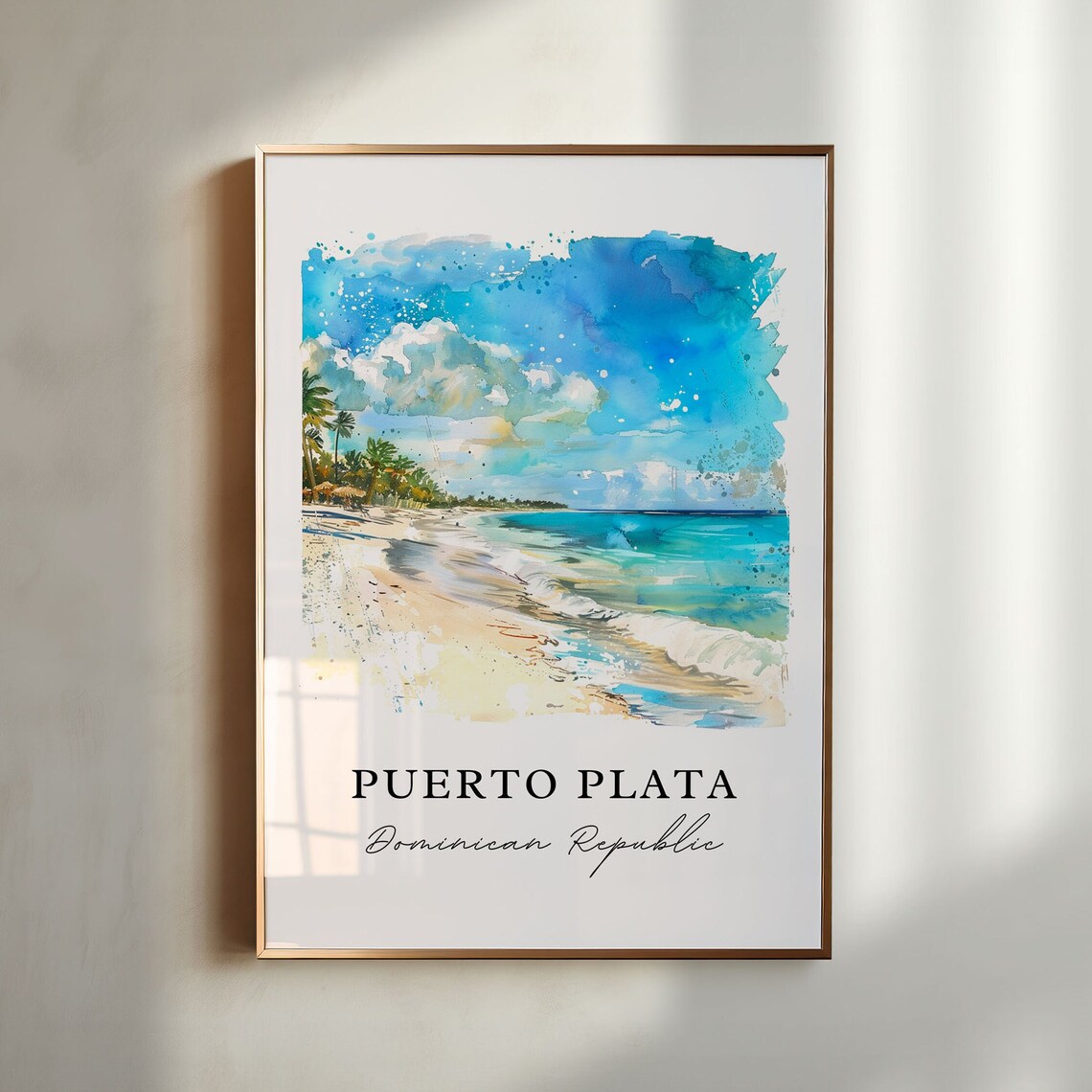 Puerto Plata Watercolor Travel Poster, Housewarming Gift