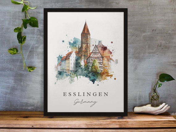 Esslingen Traditional Travel Poster, Custom Text