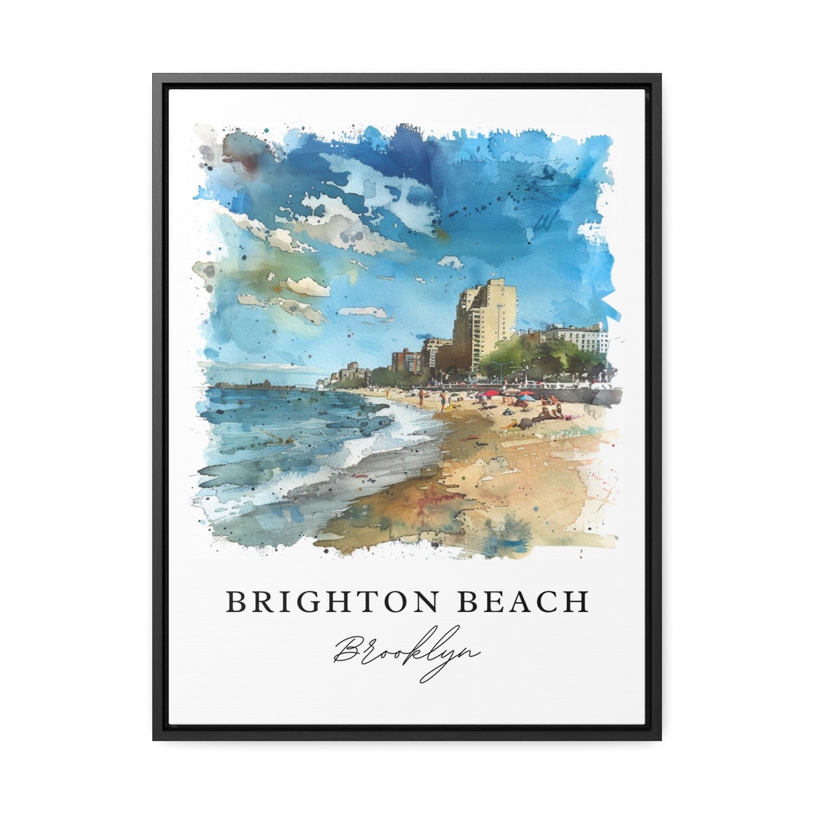 Brighton Beach Brooklyn New York Seaside Watercolor Art Poster - Image 3
