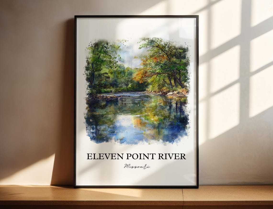 Eleven Point River Missouri Autumn Forest Watercolor River Poster
