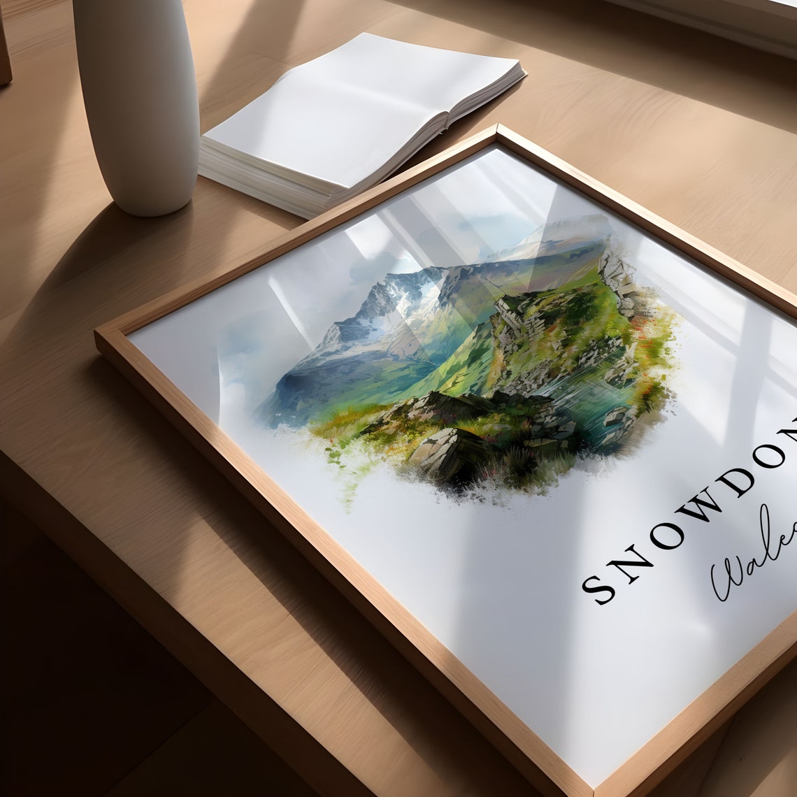 Snowdon Wales Mountain Peak Watercolor Hiking Landscape Poster - Image 4