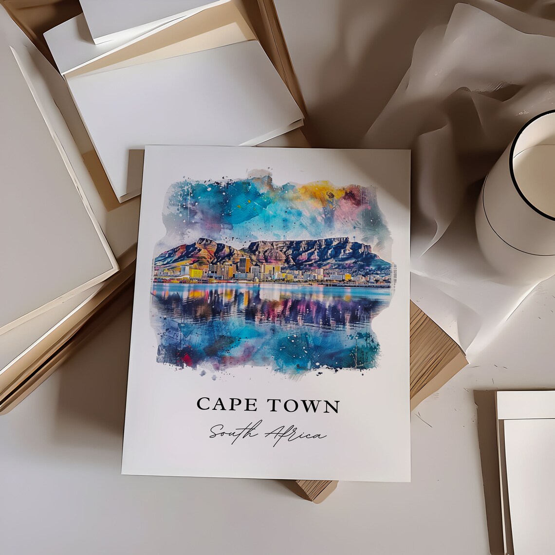 Cape Town Watercolor Travel Poster, South Africa - Image 6