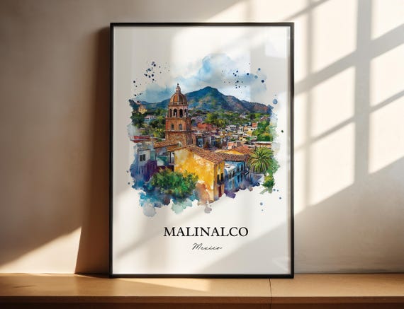 Malinalco Mx Wall Art Ixtapan Region Print Mexico Watercolor Gift Travel Poster Housewarming