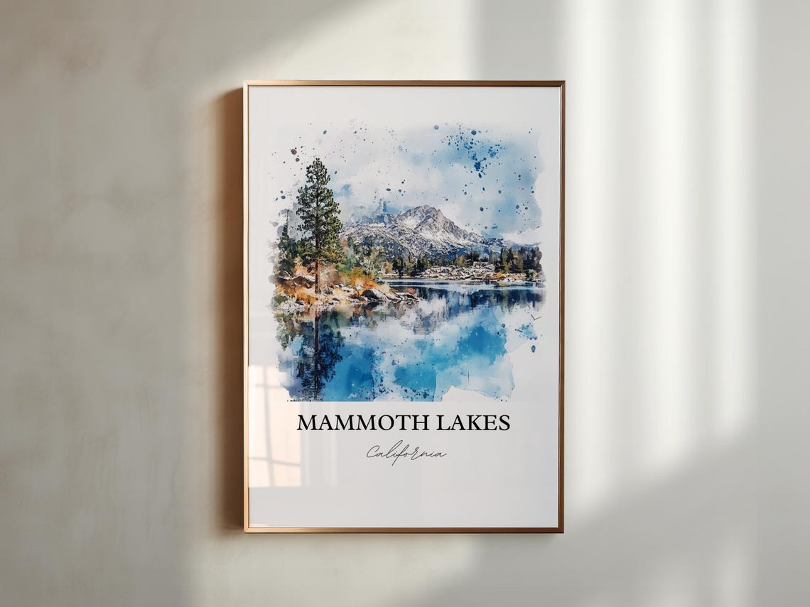 Mammoth Lakes California Alpine Lake Peak Watercolor Travel Poster - Image 4