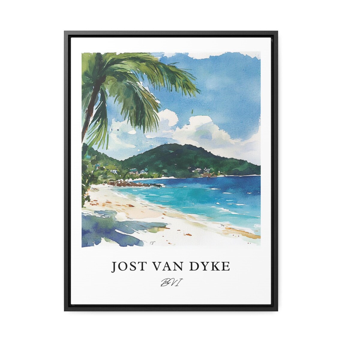 Jost Van Dyke Watercolor Travel Poster Art, BVI - Image 2