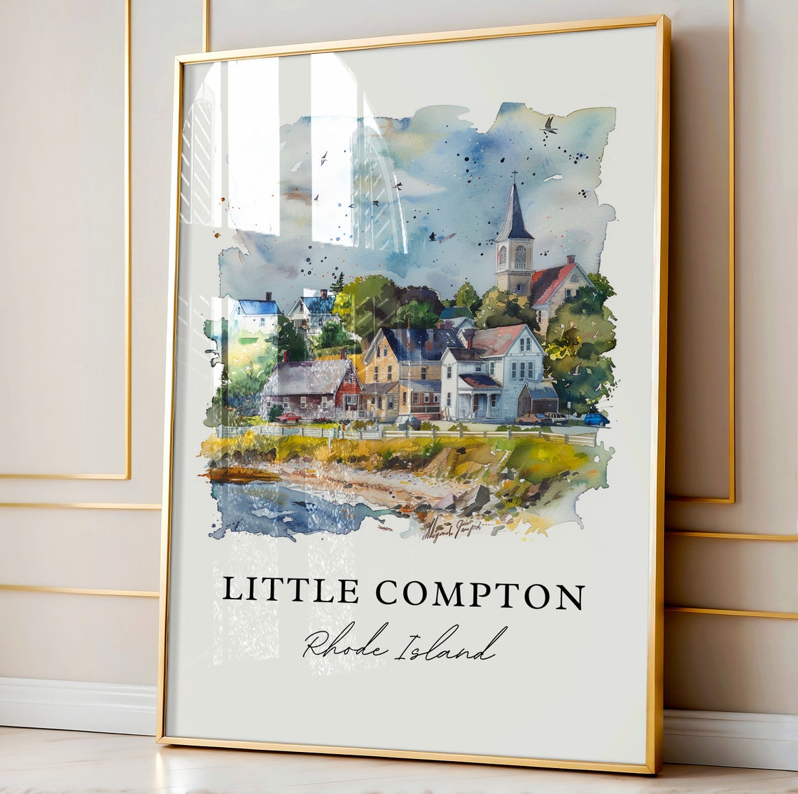 Little Compton Rhode Island Coastal Village Watercolor Seaside Poster - Image 4