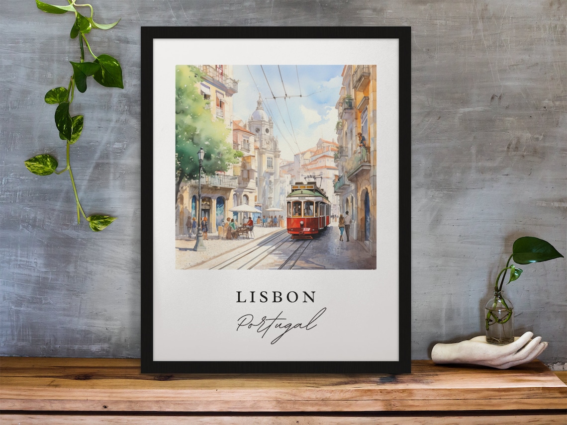 Lisbon Portugal Travel Poster, Custom Text Personalized - Image 3