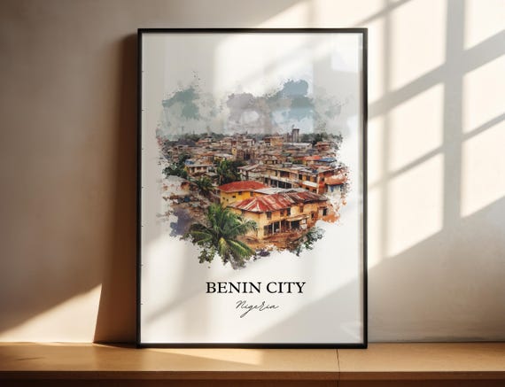 Benin City Wall Art Nigeria Print Watercolor At Gift Travel Poster Housewarming
