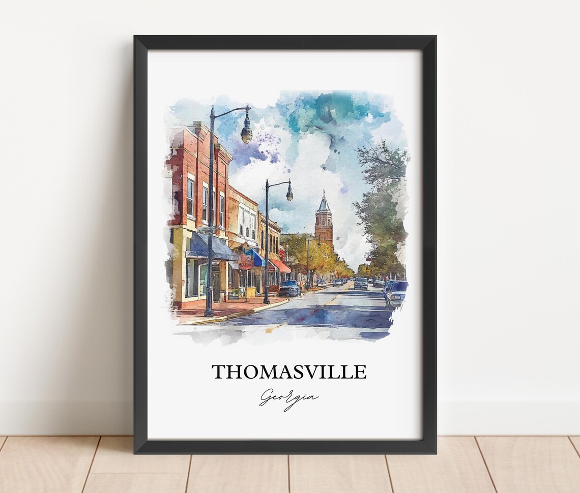 Thomasville Georgia Brick Street Tower Watercolor Travel Gift Poster - Image 5
