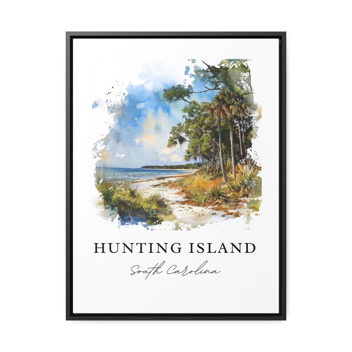 Hunting Island South Carolina Palmetto Beach Watercolor Poster - Image 2