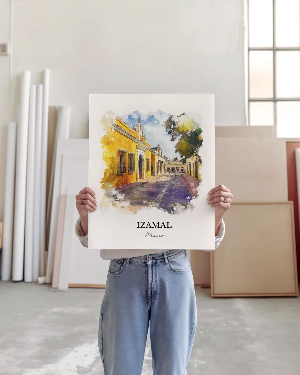 Izamal Mexico Wall Art Yucatn Print Watercolor Gift Travel Poster Housewarming - Image 4
